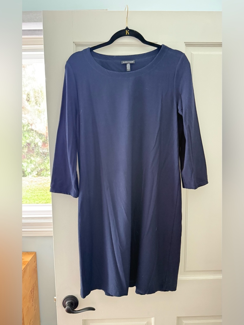 Eileen Fisher Deep Navy Crew-Neck Shift Dress